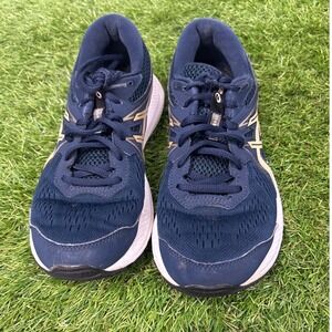 ASICS Gel-Contend 7 Running Shoes Womens‎ 8.5 Navy Blue Gold Good